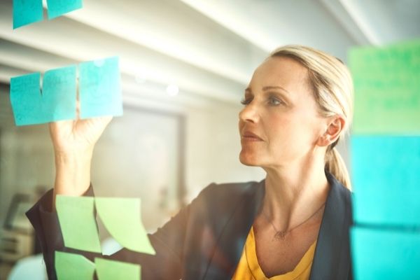 business woman working on strategy of naming files for project
