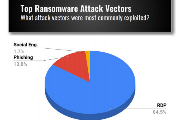 Pie chart displaying 84 percent of ransomware attack